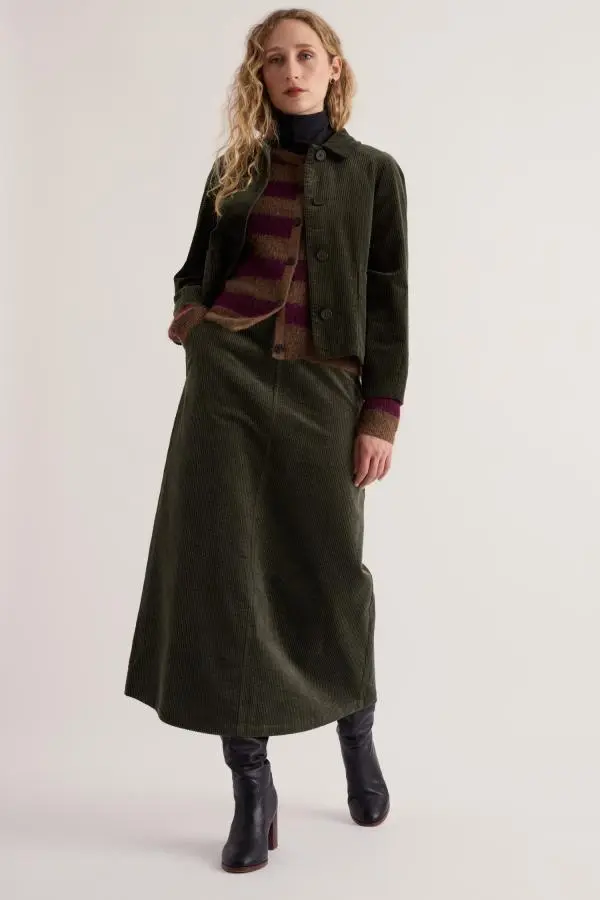 Window Wren Cord Midi Skirt