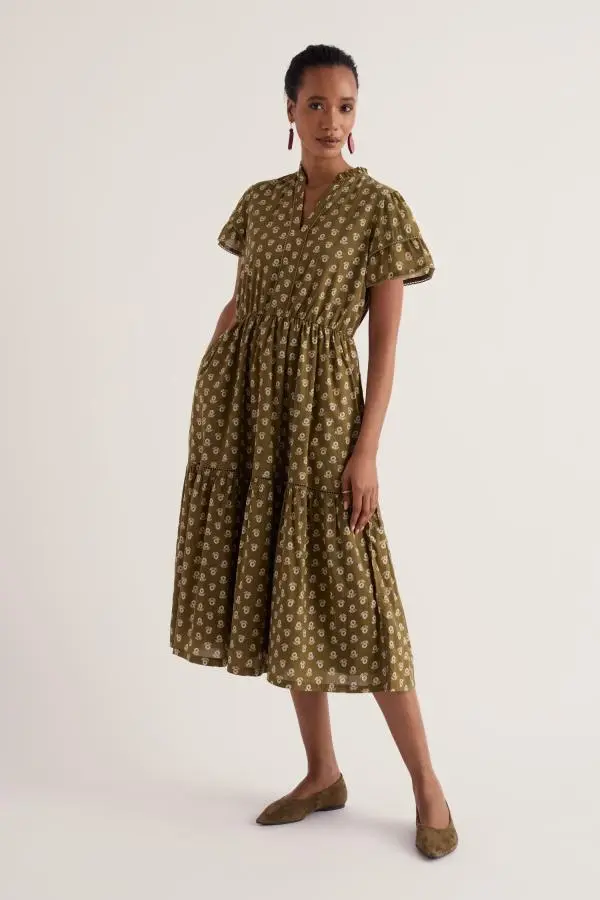 Wild Lily Midi Dress in GOTS-Certified Organic Cotton Voile