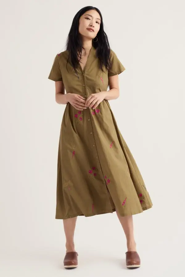 Fowen Shirt-Style Midi Dress