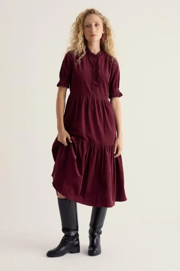 Feather Star Tiered Cord Dress
