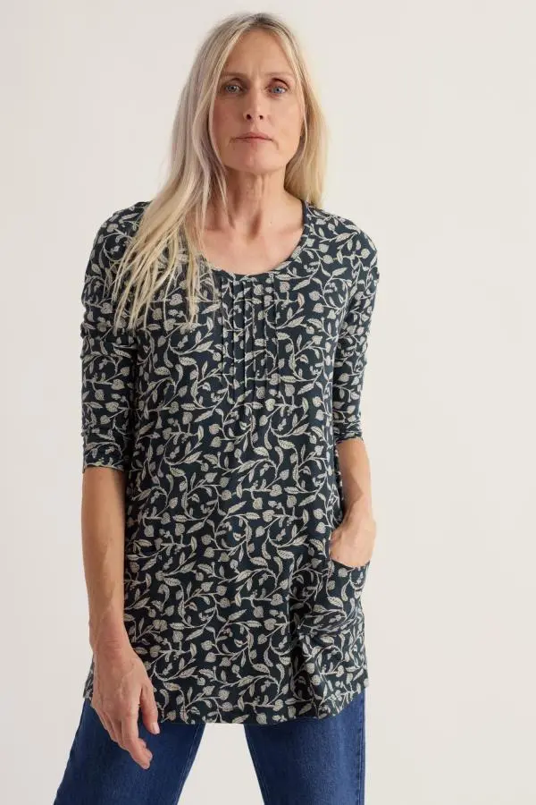Busy Lizzy 3/4 Sleeve Slub Jersey Tunic