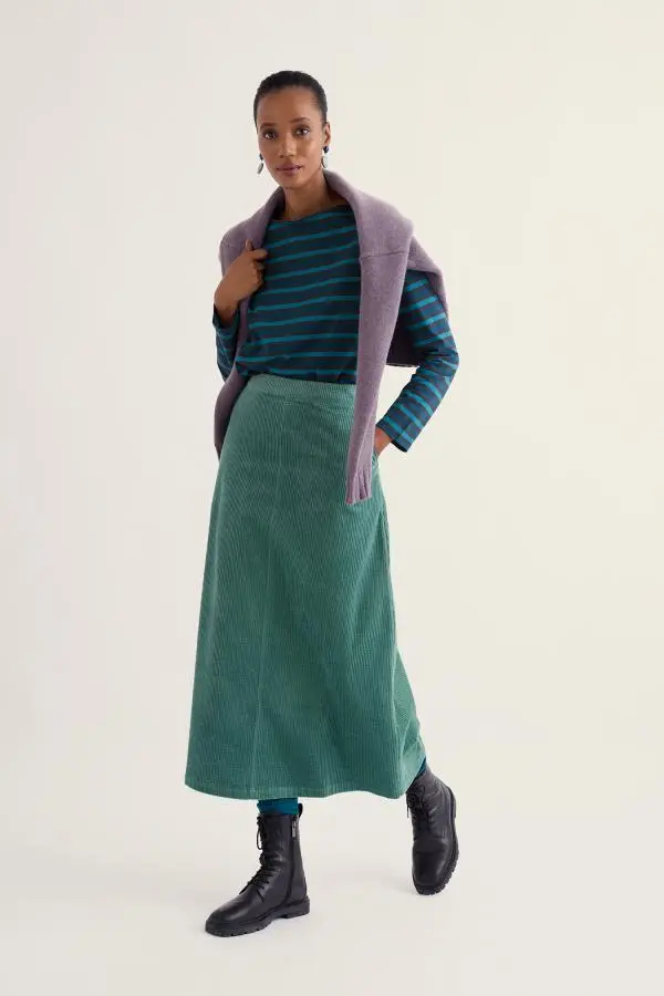 Window Wren Cord Midi Skirt
