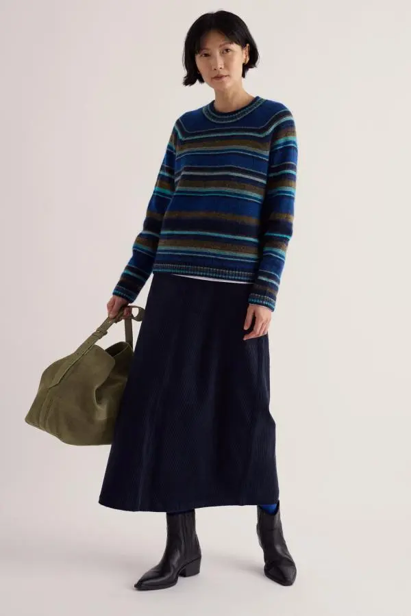 Window Wren Cord Midi Skirt
