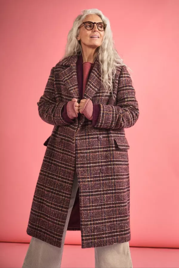 Evenweave Wool Blend Checked Coat