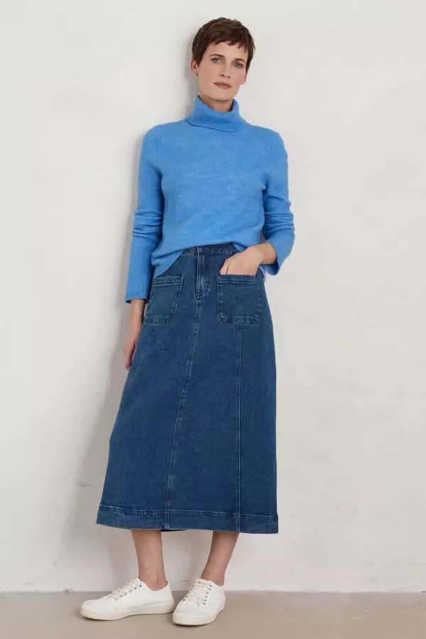 Dusk Journey Denim Midi Skirt