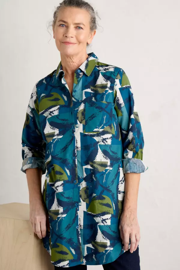 Waterworn Textured Longline Shirt (GOTS)