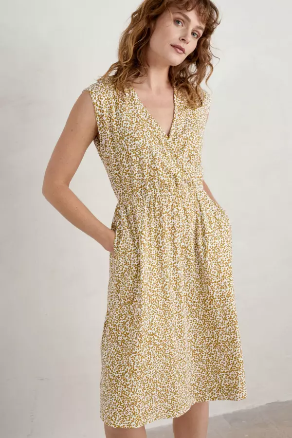 Faye Sleeveless Mock Wrap Dress