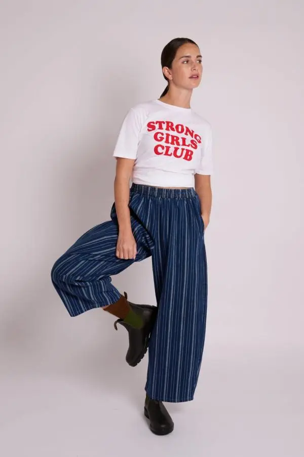 Ottie Trousers - Textured Denim Stripe