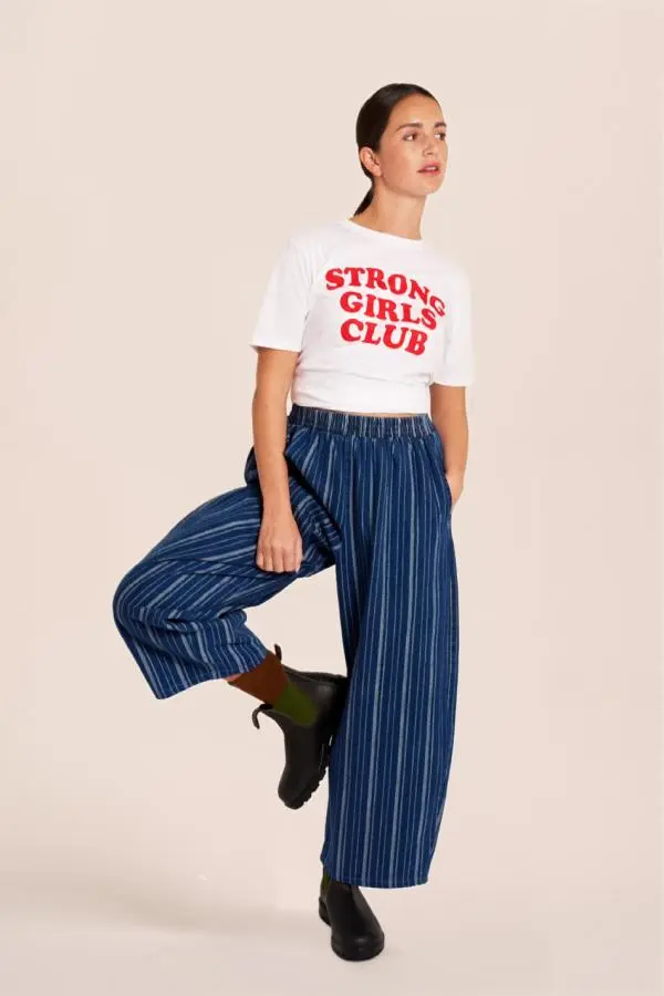 Ottie Trousers - Textured Denim Stripe