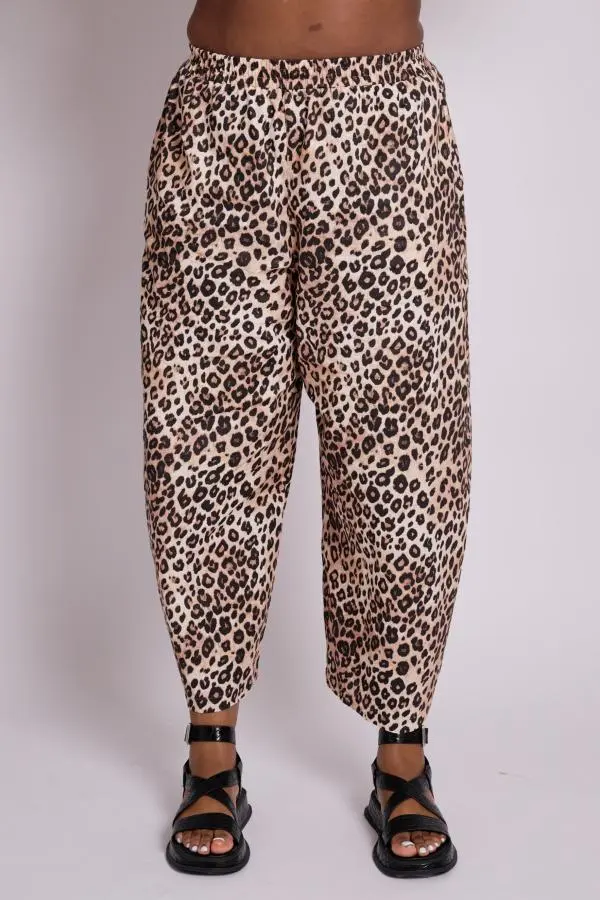 Peggy Trousers - Linen Leopard