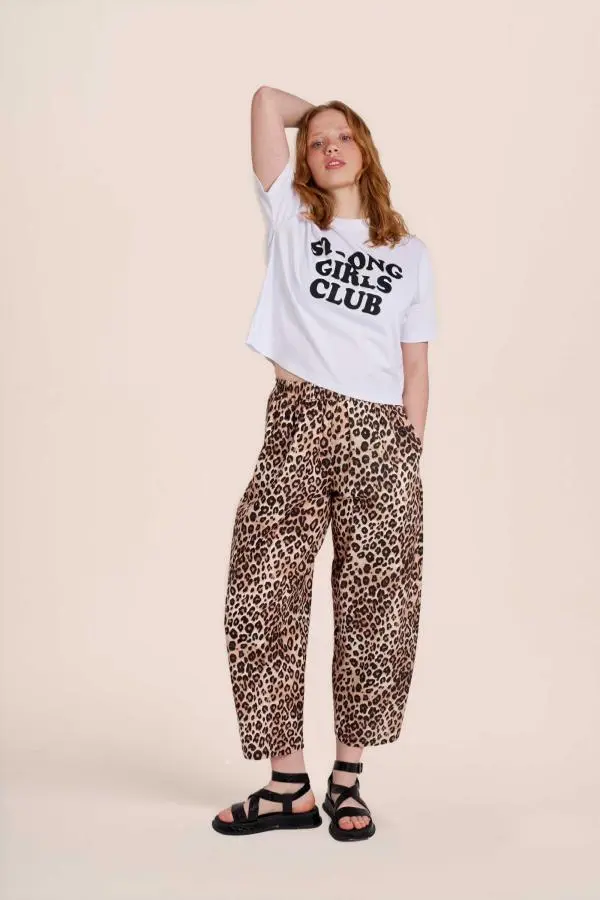 Peggy Trousers - Linen Leopard