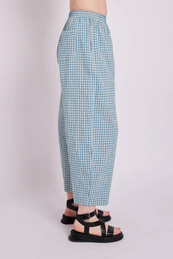Peggy Trousers - Seafoam Rustic Gingham