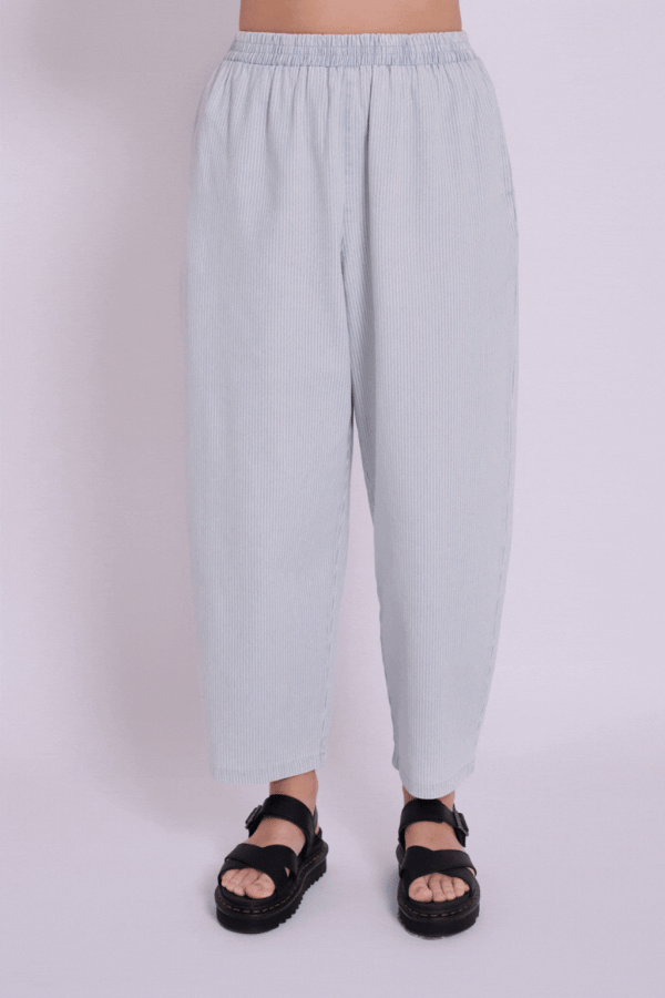 Peggy Lightwash Ticking Stripe Denim Trousers