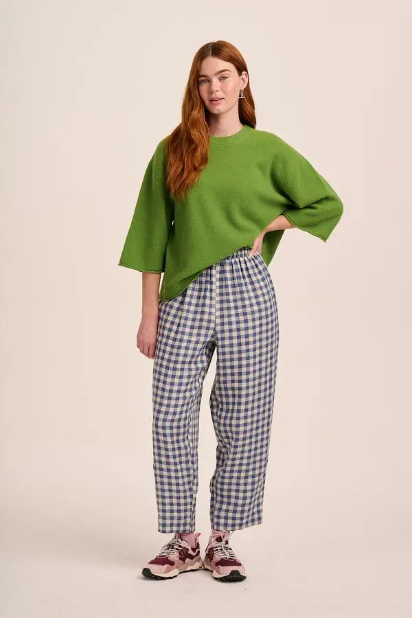 Peggy Linen Trousers - Blue Check