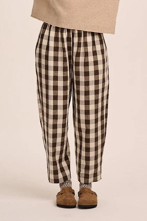 Peggy Linen Trousers - Cocoa Cream Check