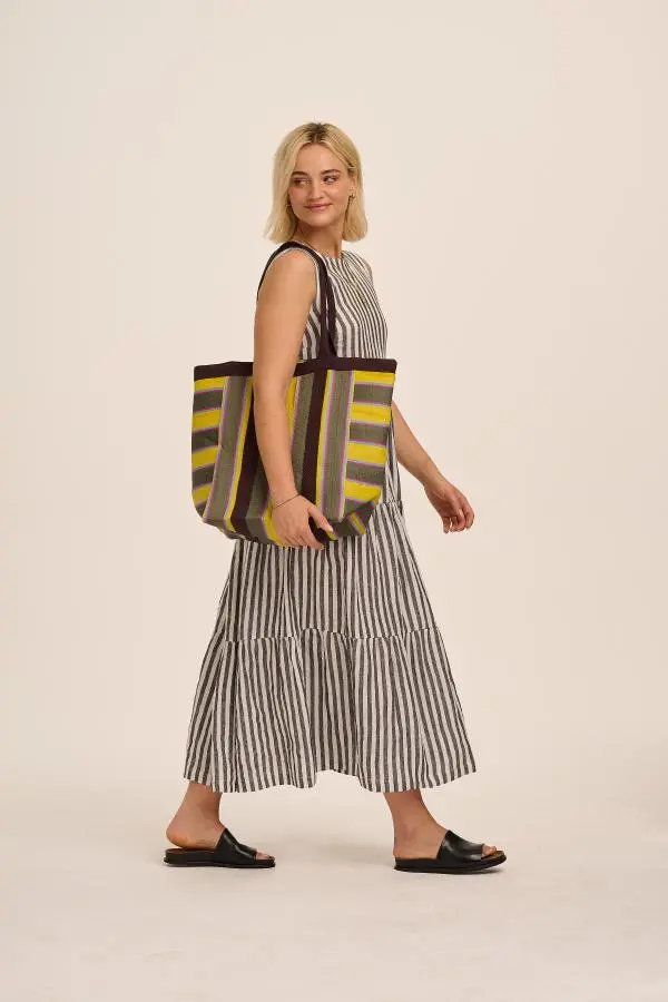 Frankie Linen Dress - Humbug Stripe