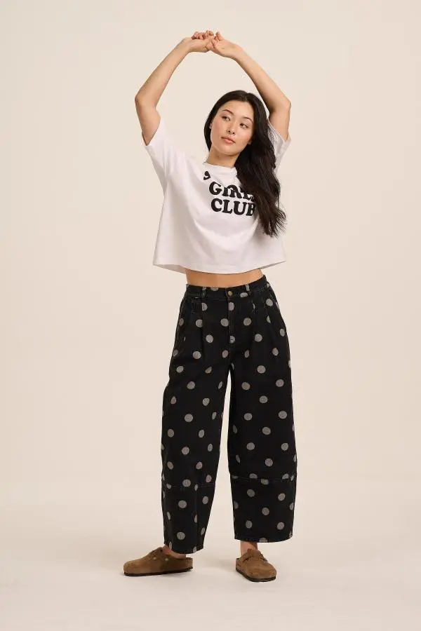 Ava Pleated Dot Jeans - Black Wash