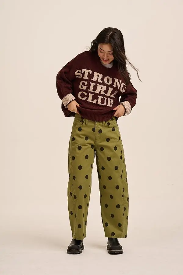 Anya Trousers - Olive Spot