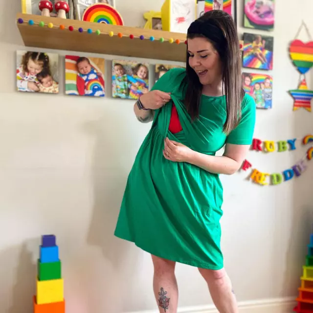 Gemma Green Breastfeeding Skater Dress