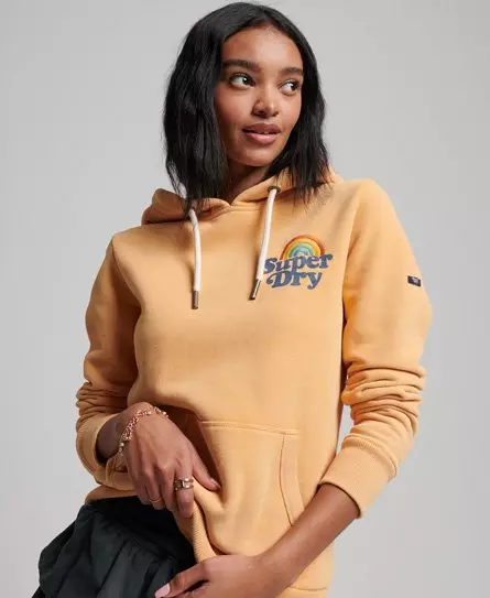 Superdry Women s Vintage Rainbow Hoodie Brown Dried Clay Brown