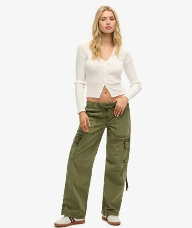Superdry Women's Low Rise Utility Pants Khaki / Olive Khaki - 