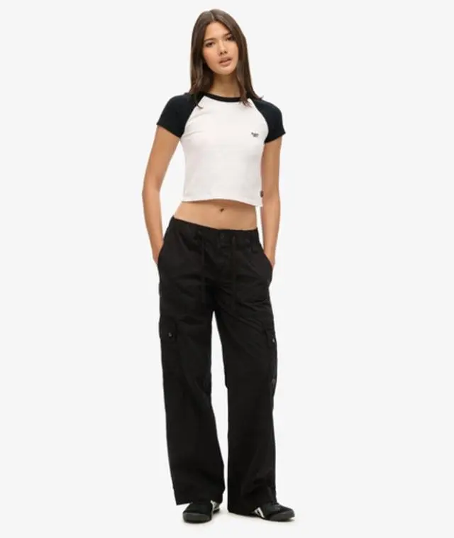Superdry Women's Low Rise Utility Pants Dark Grey / Washed Black - 