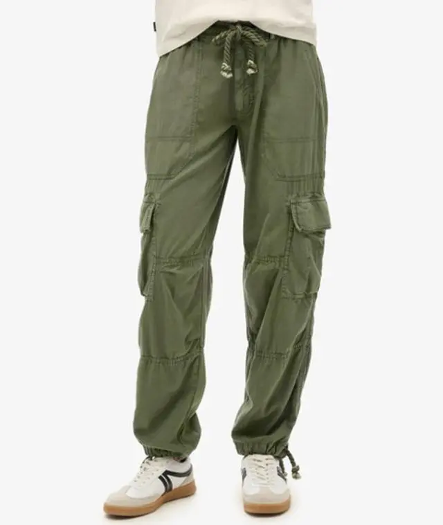 Superdry & Co Women's Lightweight Beach Cargo Pants Green / Military Duck Green - 
