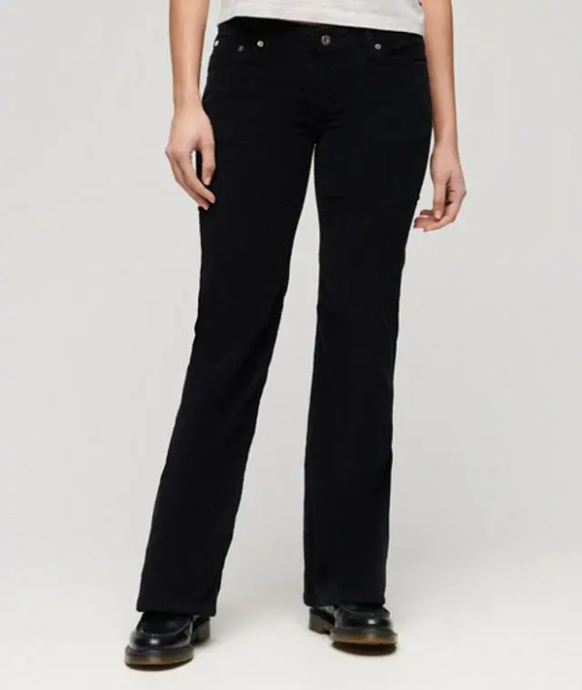 Superdry Women's Low Rise Cord Flare Jeans Black - 