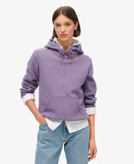 Superdry Women's Embossed Logo Hoodie Purple / Milled Grape Purple -