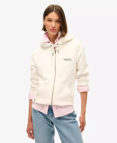 Superdry Women's Essential Logo Zip Hoodie White / Off White -