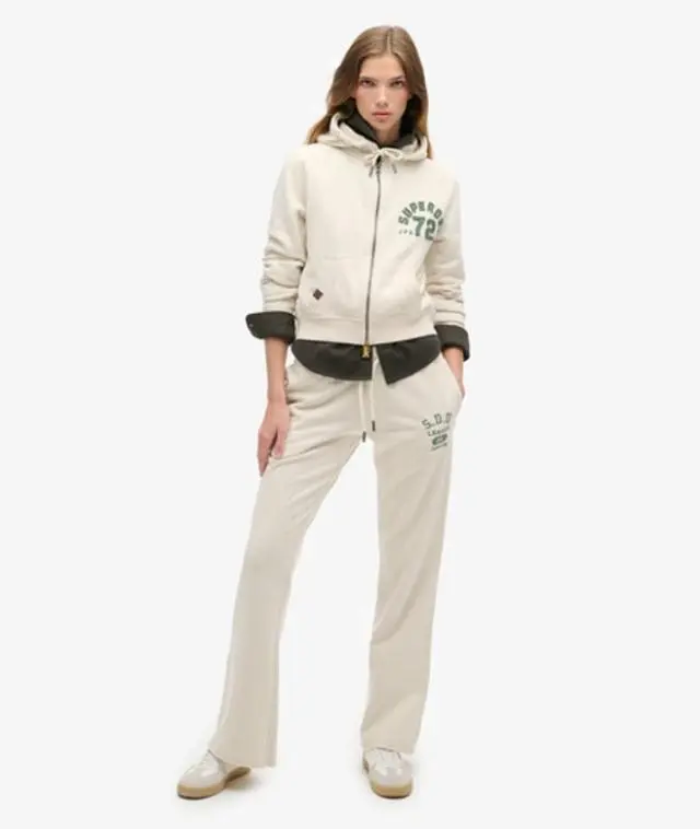 Superdry & Co Women's Athletic Essentials Low Rise Flare Joggers Cream / Turtledove Cream - 