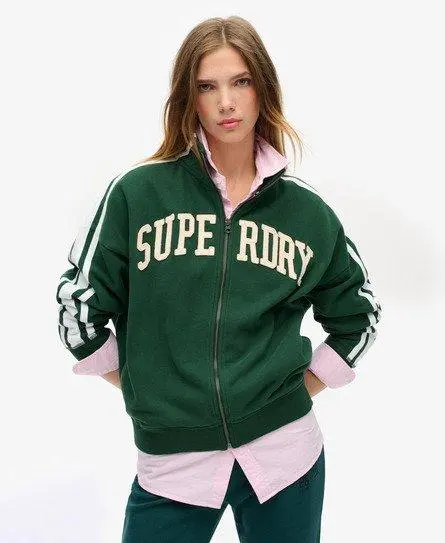 Superdry Women's Athletic Essentials Applique Loose Zip Track Top Green / Enamel Green - 
