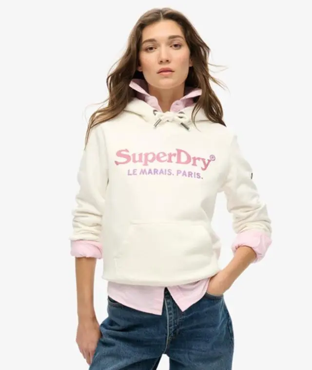 Superdry & Co Women's Metallic Venue Hoodie Cream / Ecru - 