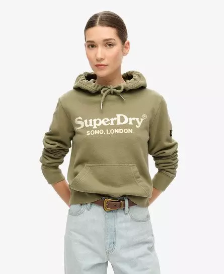 Superdry Women's Metallic Venue Hoodie Green / Dusty Olive Green -