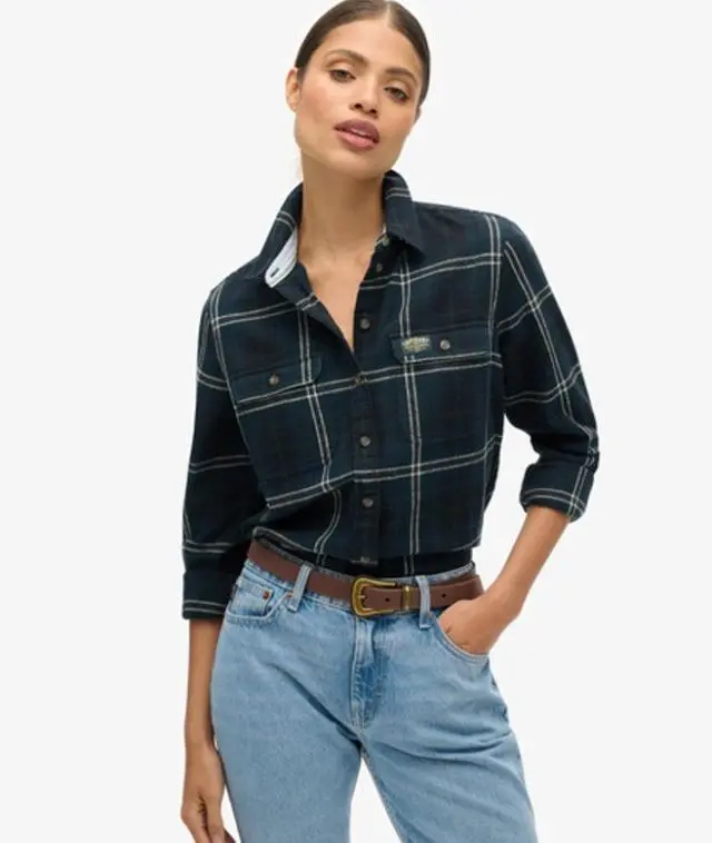 Superdry Women's Lumberjack Check Flannel Shirt Navy / Navy/green Check - 