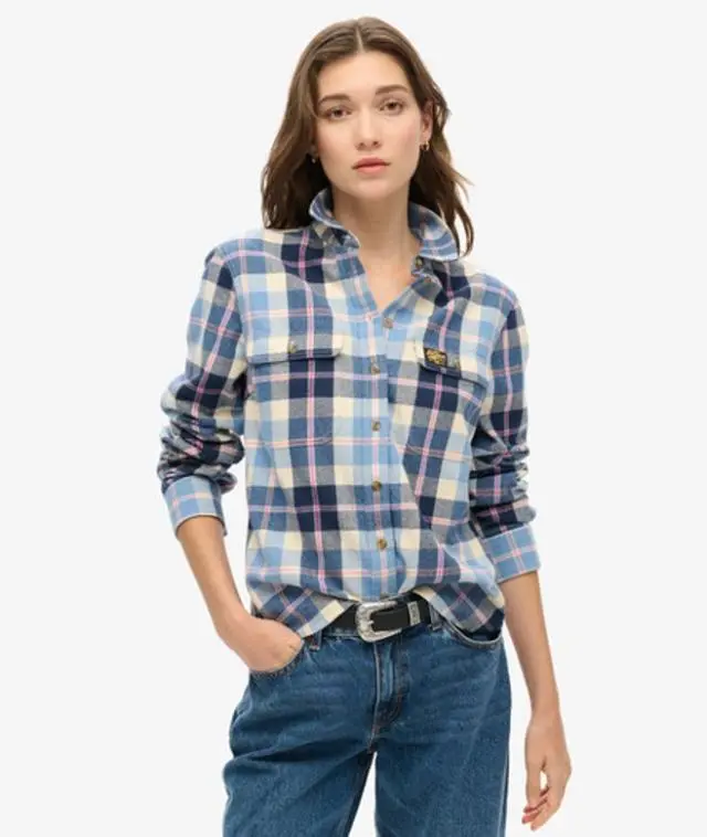 Superdry Women's Lumberjack Check Flannel Shirt Blue / Classic Blue Check - 