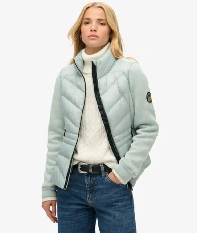 Superdry Women's Storm Knit Hybrid Jacket Light Grey / Puritan Grey - 