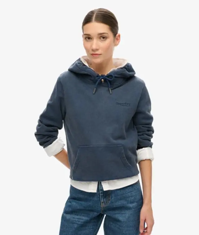 Superdry Women's Essential Logo Half Brushed Hoodie Navy / Richest Navy - 