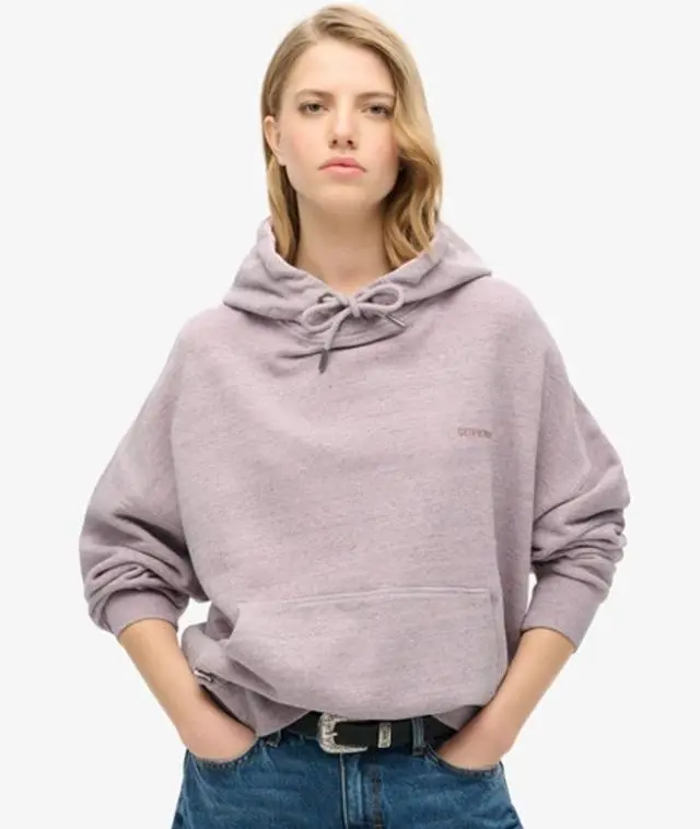 Superdry Ladies Essential Logo Overdyed Hoodie, Pink, 