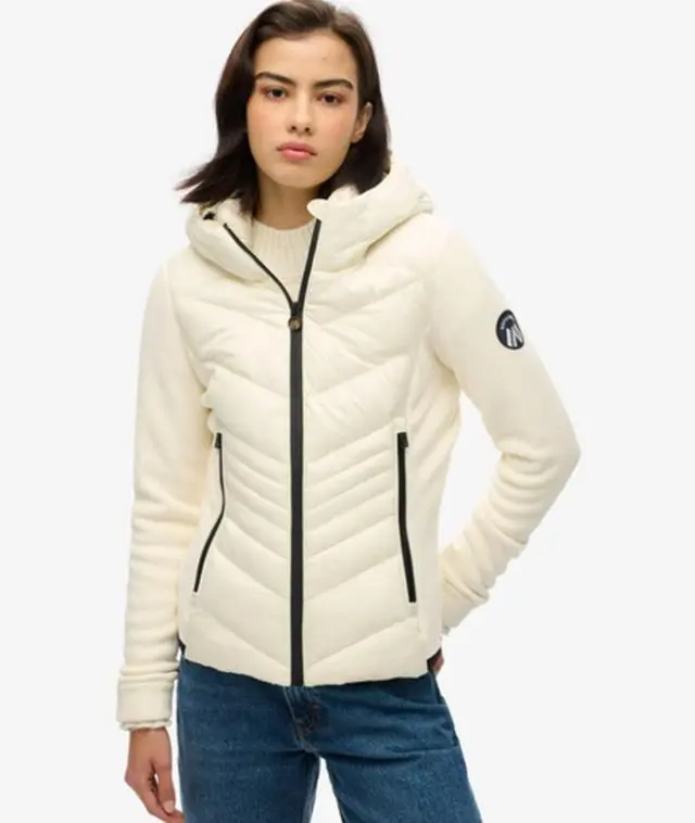 Superdry Women's Hooded Storm Fleece Jacket White / Off White - 