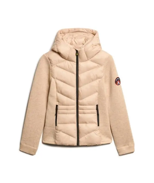 Superdry Women's Hooded Storm Knit Hybrid Jacket Beige / Frappe Beige - 