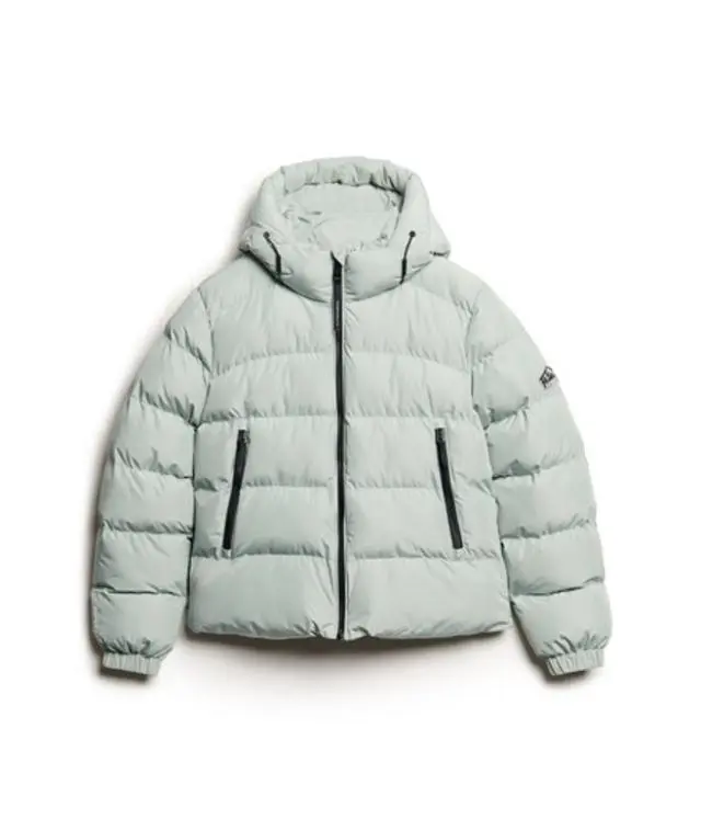 Superdry Women's Hooded Sports Puffer Jacket Light Grey / Puritan Grey - 