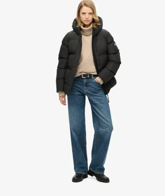 Superdry Women's Hooded Padded Sports Puffer Jacket Black - 