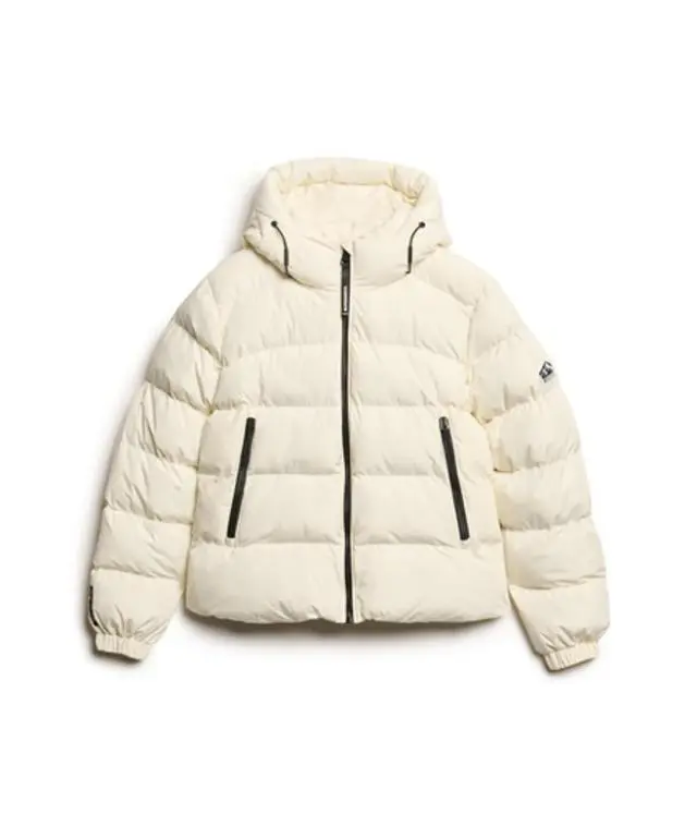 Superdry Women's Hooded Sports Puffer Jacket White / Off White - 