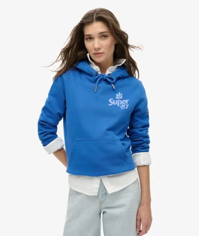 Superdry Women's Cooper Tonal Logo Hoodie Blue / Royal Mid Blue - 