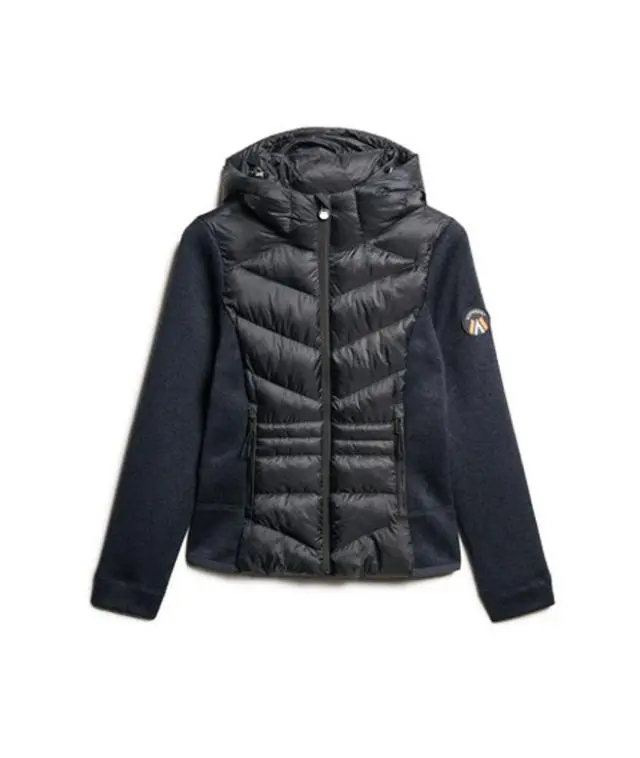 Superdry & Co Women's Hooded Storm Knit Hybrid Jacket Navy / Eclipse Navy - 