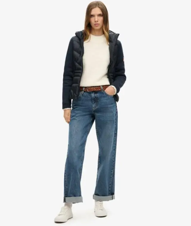 Superdry Women's Hooded Storm Knit Hybrid Jacket Navy / Eclipse Navy - 
