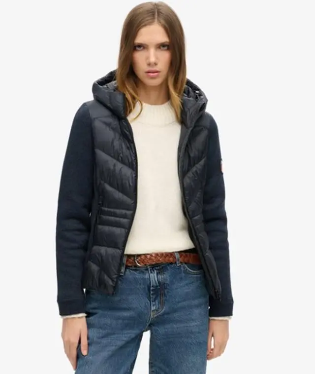 Superdry Women's Hooded Storm Knit Hybrid Jacket Navy / Eclipse Navy - 