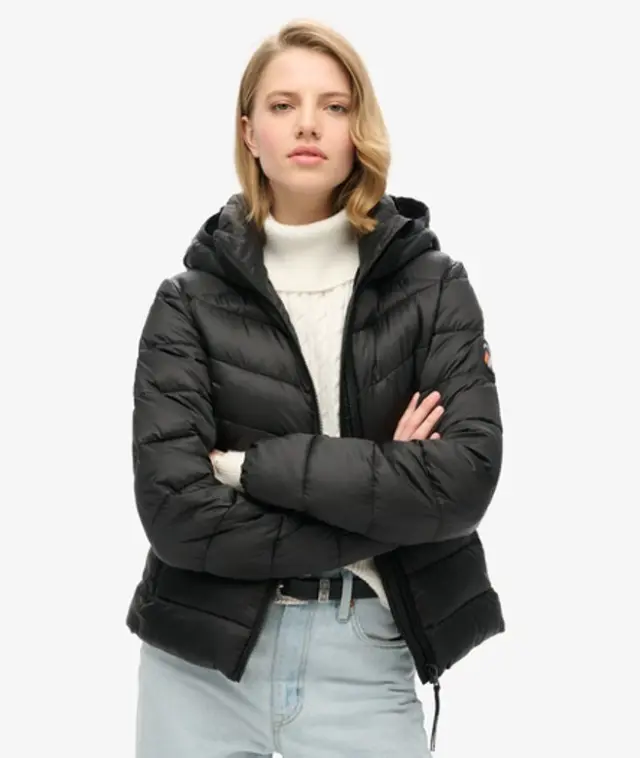 Superdry & Co Women's Hooded Fuji Quilted Padded Jacket Black - 