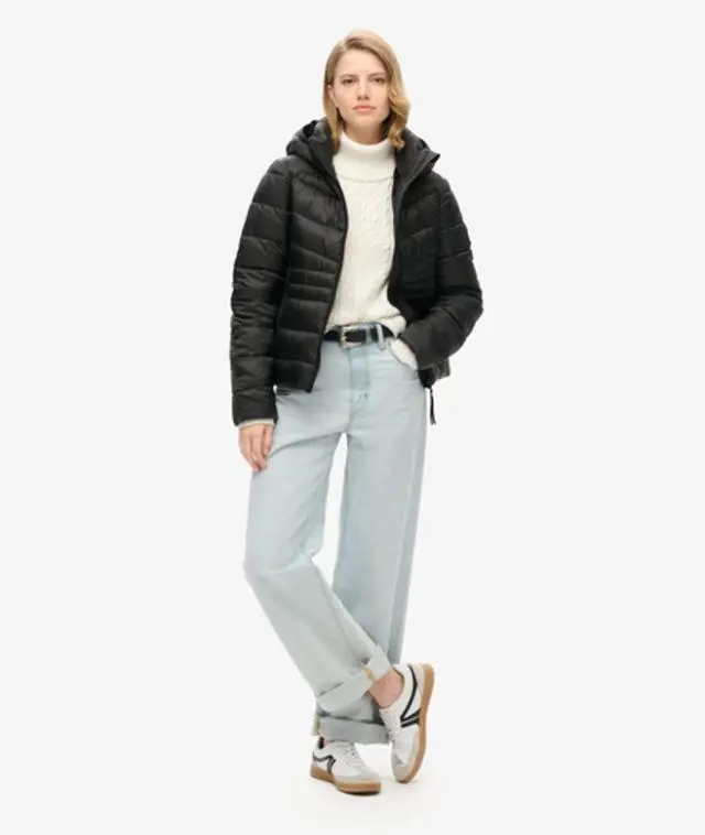 Superdry Women's Hooded Fuji Quilted Padded Jacket Black - 